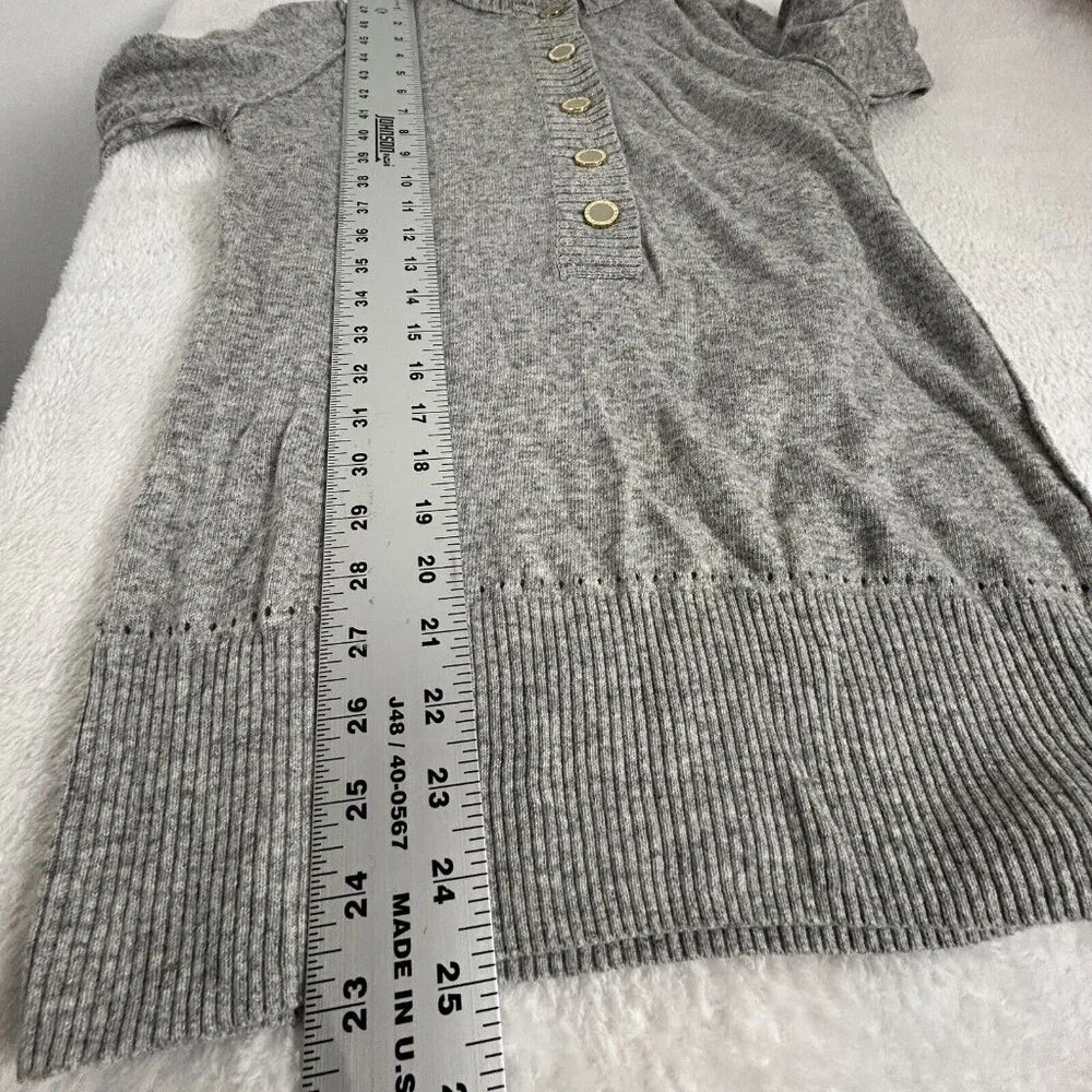 Tory Burch Womens Giselle Rib-Trim Sweater XS Gray Wool Cashmere Blend Pullover